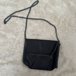 Black metallic chain bag